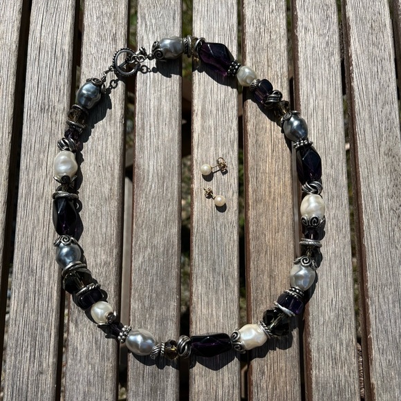 Pearl Earrings and Necklace - Picture 1 of 11